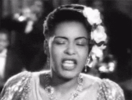 Billie Holiday singing portrait