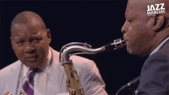 Saxophonist performing live in concert
