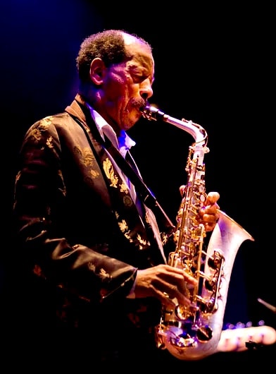 Saxophonist performing live