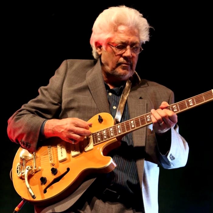 Musician playing electric guitar