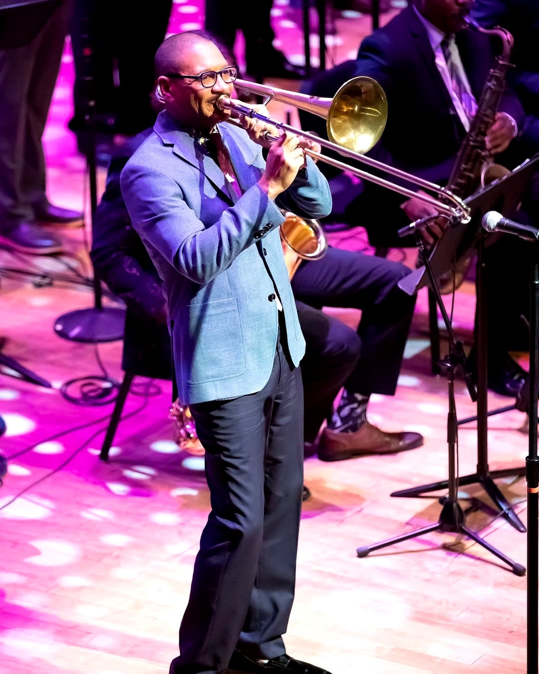 Trombone player at a jazz concert