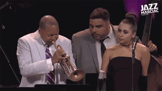 Jazz musician holding a trumpet